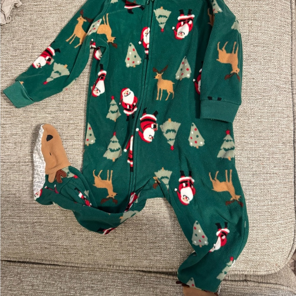 Green Holiday Reindeer Footie